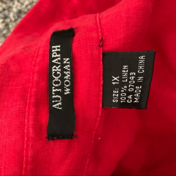 Autograph Red Linen Summer Button-down Shirt - Picture 5 of 6